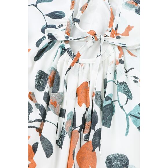 White Floral Print Spaghetti Straps Maxi Dress - Picture 11 of 12